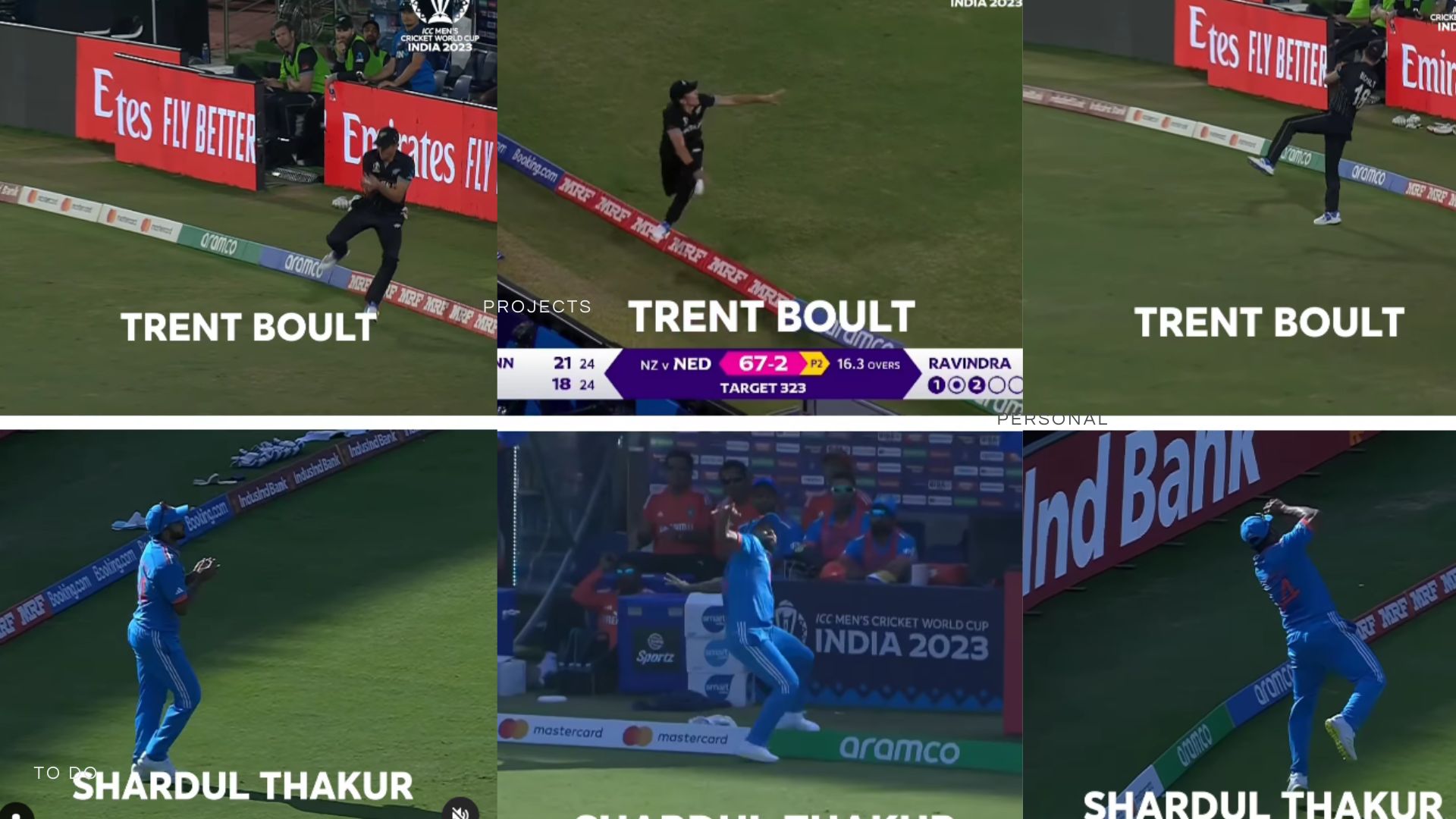 (Video) Trent Boult and Shardul Thakur: Two catches that defined World Cup match 2023